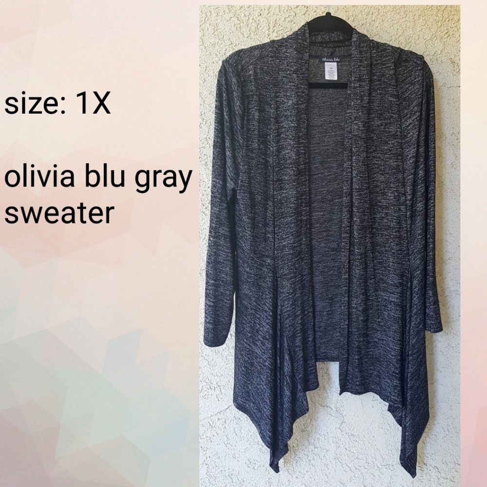 1X Olivia Blu Gray Plus Sweater Like New